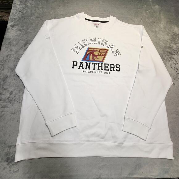 Michigan Panthers Sweater Mens 2XL White USFL Football Pullover Crewneck Graphic - Picture 1 of 6